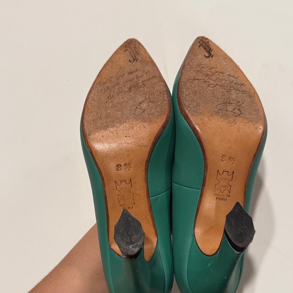 John Fluevog Teal Women's Heels - Picture 5 of 7
